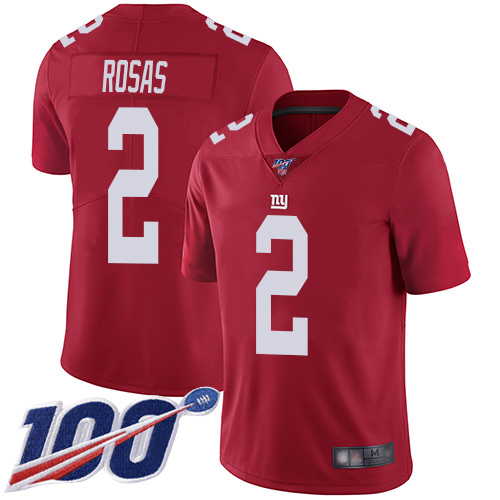 Men New York Giants 2 Aldrick Rosas Red Limited Red Inverted Legend 100th Season Football NFL Jersey